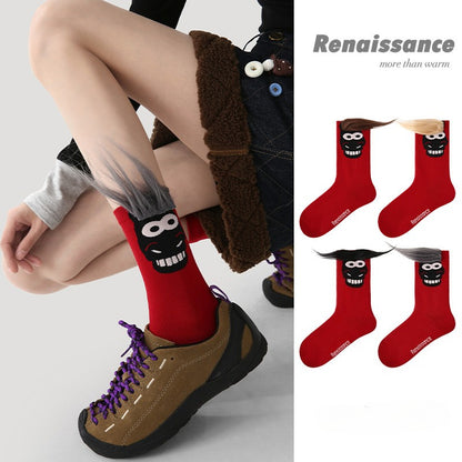 4 Pairs Red Chinese New Year Women Socks 2026 Year of the Horse Mid Cute Winter Socks Festive Gift
