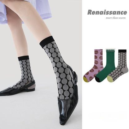 3 Pack Summer Lace Socks for Women Breathable Mesh Ankle Socks Cute Floral Pattern Mid Calf Socks