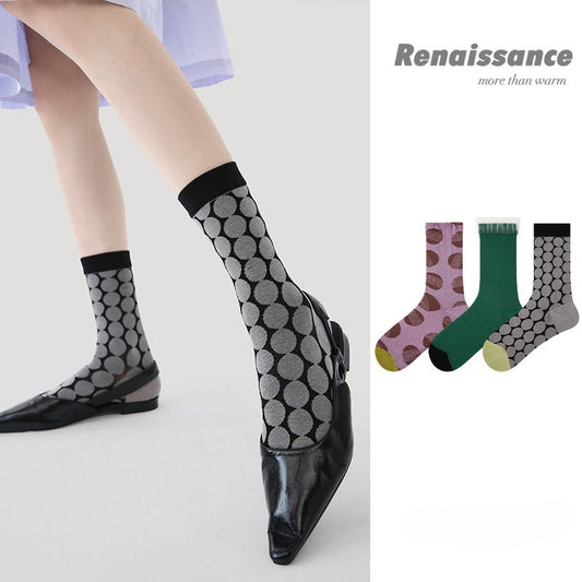 3 Pack Summer Lace Socks for Women Breathable Mesh Ankle Socks Cute Floral Pattern Mid Calf Socks