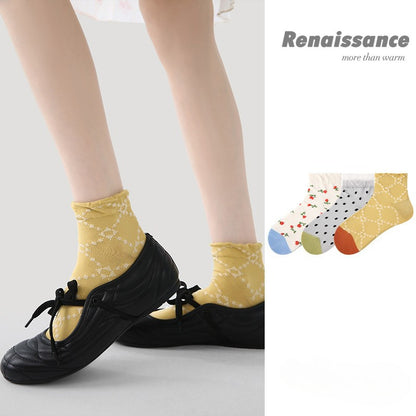 3 Pairs Women Summer Socks Thin Bubble Socks Breathable Trendy Short Socks for Women