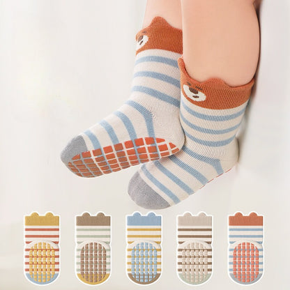 5 Pairs Seamless Baby Socks Non Slip Learning Socks for Toddlers Indoor Early Education Socks Mid Crib Soft Cotton Socks