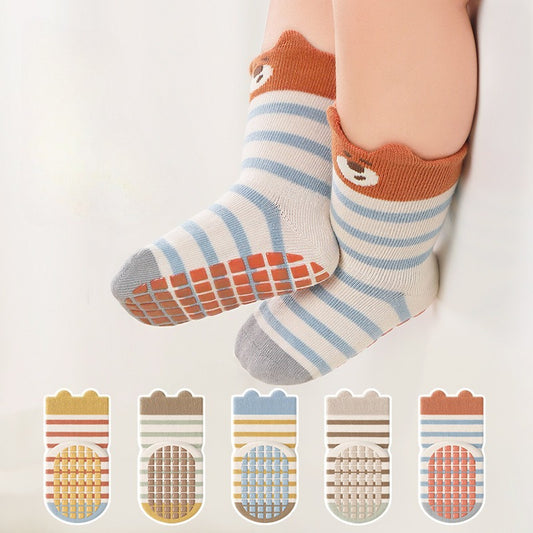5 Pairs Seamless Baby Socks Non Slip Learning Socks for Toddlers Indoor Early Education Socks Mid Crib Soft Cotton Socks