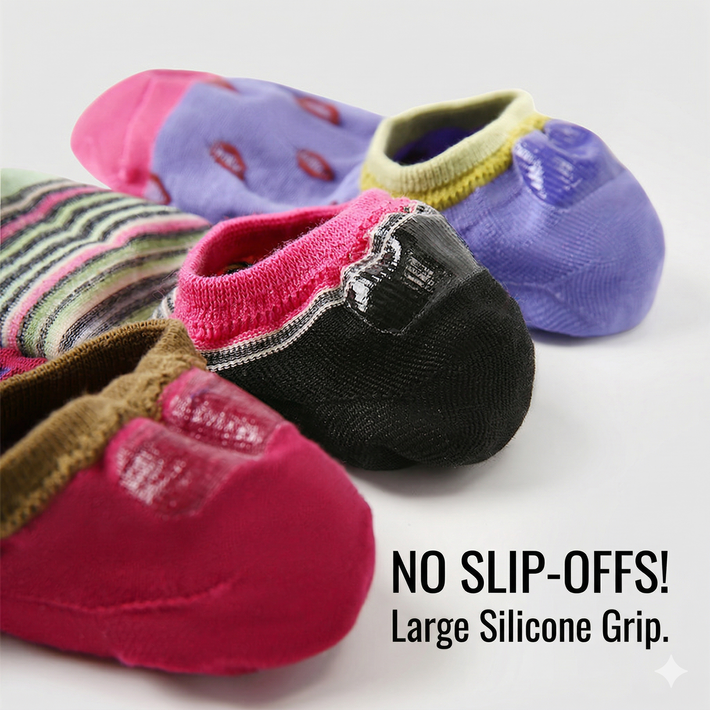 5 Pairs Women Short Socks Colorful Dot Non Slip Low Cut Invisible Socks for Daily Wear