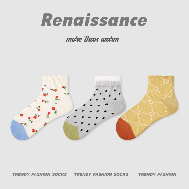 3 Pairs Women Summer Socks Thin Bubble Socks Breathable Trendy Short Socks for Women