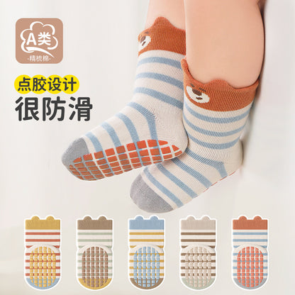 5 Pairs Seamless Baby Socks Non Slip Learning Socks for Toddlers Indoor Early Education Socks Mid Crib Soft Cotton Socks