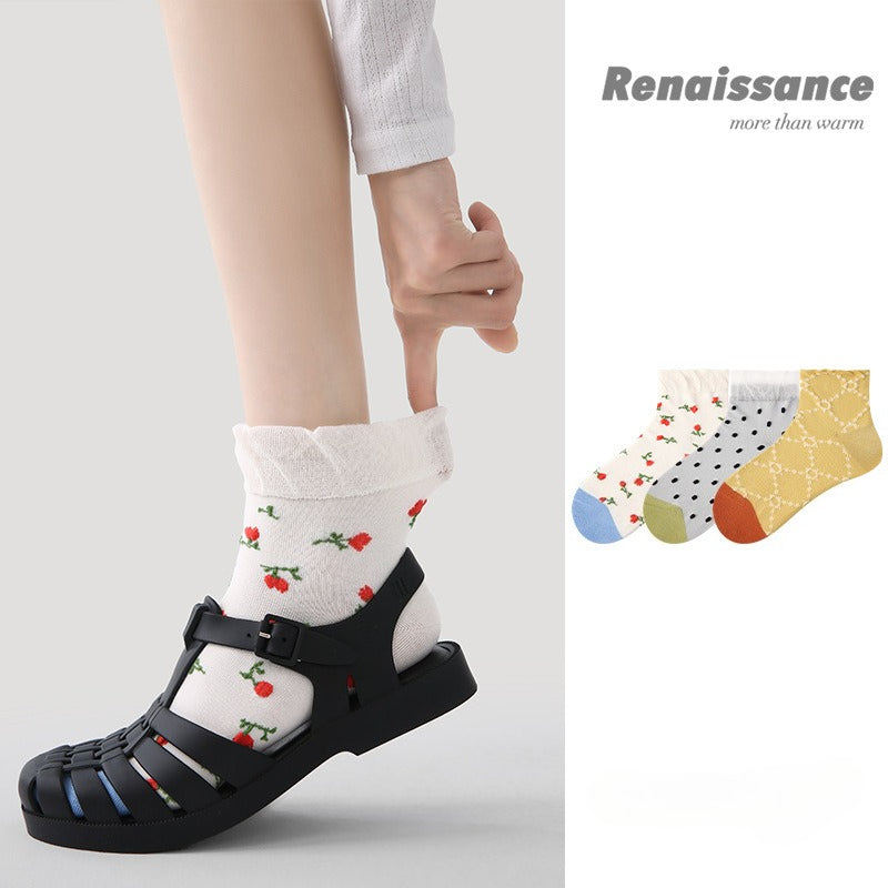 3 Pairs Women Summer Socks Thin Bubble Socks Breathable Trendy Short Socks for Women